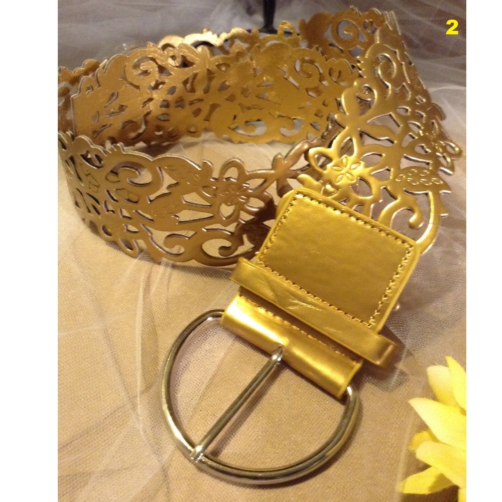 Golden Faux Leather Belt 2
